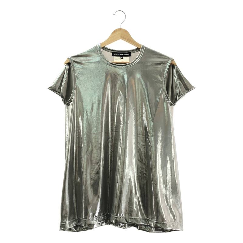 【美品】 JUNYA WATANABE / ジュンヤワタナベ | 2025SS | ポリエステル ノースリーブ メタリック スクエア カットソー | M | シルバー | レディース