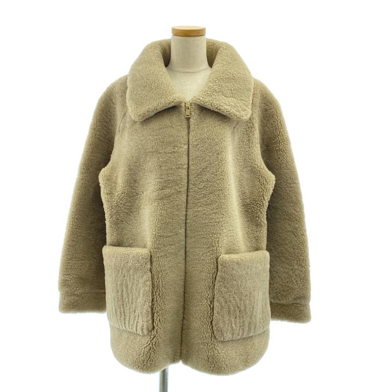 【美品】 H BRAND / エイチブランド | リアルムートン テディ オーバー ショートコート / 総裏地 | S | グレー系 | レディース