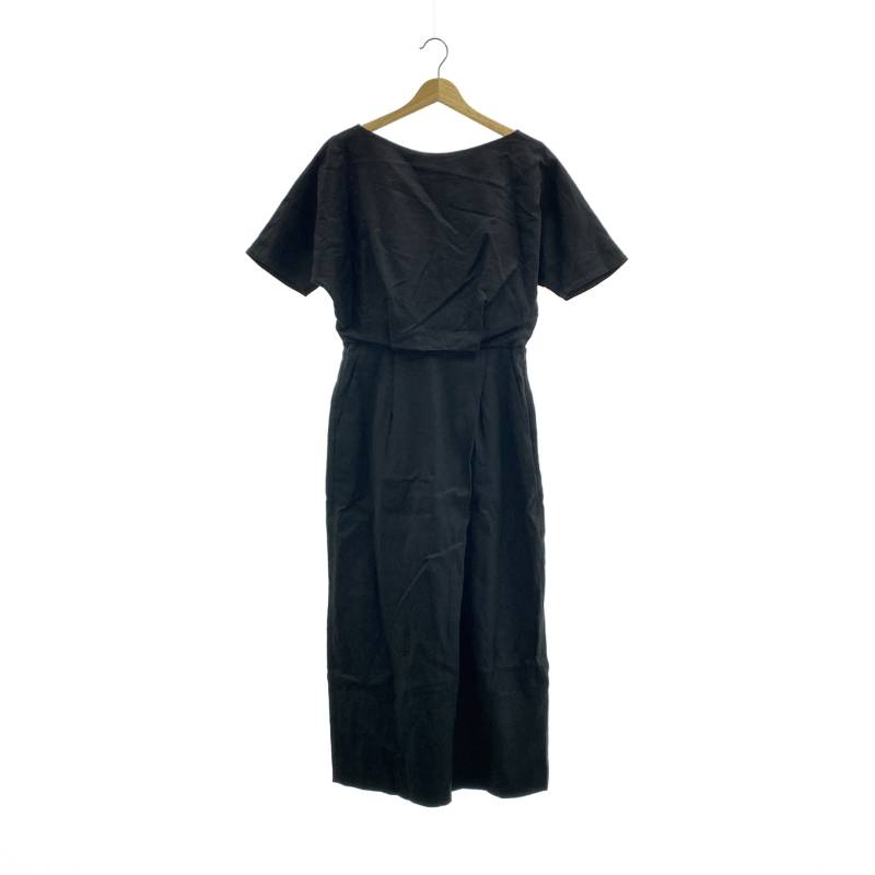 ENFOLD / エンフォルド | リネン バックオープン オールインワン パンツ | 36 | ブラック | レディース