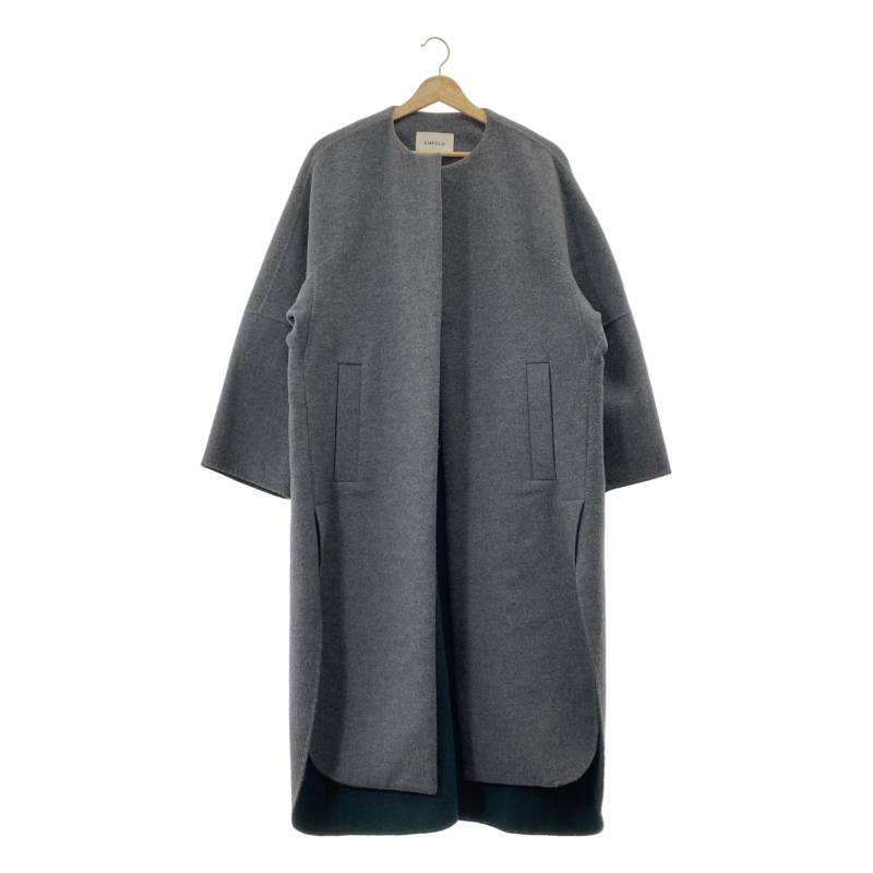 美品✨ エンフォルド ノーカラー リバーコート バイカラー ダークネイビー M 18秋冬今季完売品ENFOLDのウールリバーノーカラーコート等が入荷