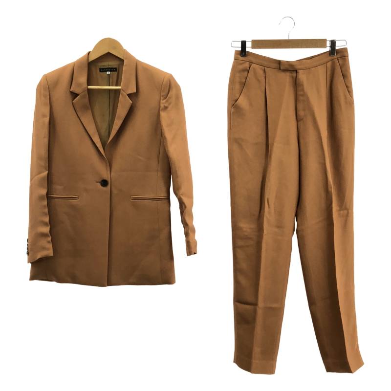 【美品】 ESTNATION / エストネーション | セットアップ / レーヨン 1B テーラード ジャケット 総裏地 / タック スラックス パンツ 裏地付き | 36 | ブラウン | レディース