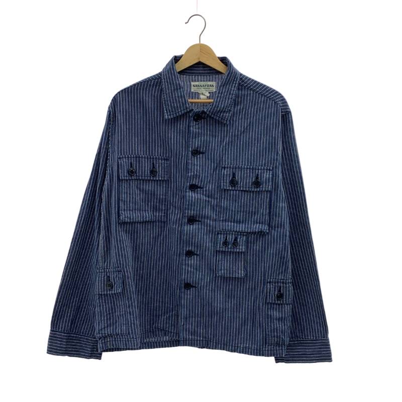 SASSAFRAS / ササフラス | コットン ストライプ 5ポケット シャツ | S | ブルー | メンズ