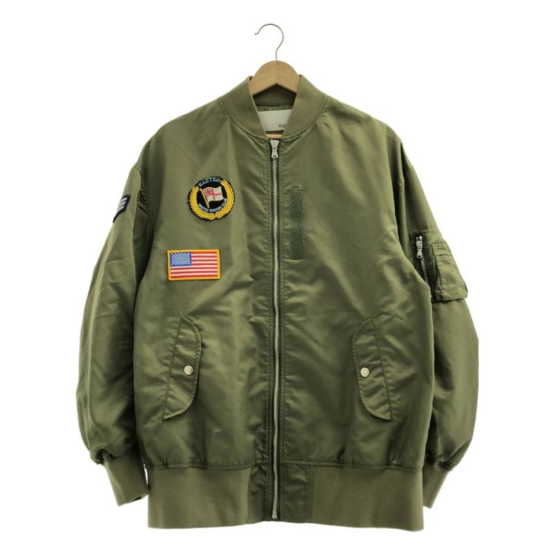 【美品】 Whim Gazette / ウィムガゼット | ワッペン MA-1 ミリタリー フライトジャケット | F | カーキ | レディース(4)