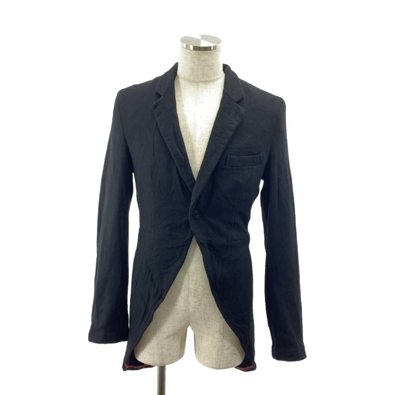 【美品】 BLACK COMME des GARCONS / ブラックコムデギャルソン | 2010AW | ウール 変形 シングルブレスト ロングジャケット / タータンチェック裏地 | L | ブラック | メンズ