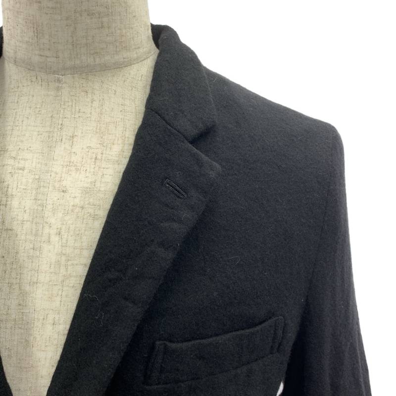 【美品】 BLACK COMME des GARCONS / ブラックコムデギャルソン | 2010AW | ウール 変形 シングルブレスト ロングジャケット / タータンチェック裏地 | L | ブラック | メンズ