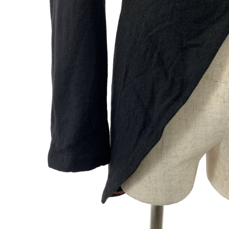 【美品】 BLACK COMME des GARCONS / ブラックコムデギャルソン | 2010AW | ウール 変形 シングルブレスト ロングジャケット / タータンチェック裏地 | L | ブラック | メンズ