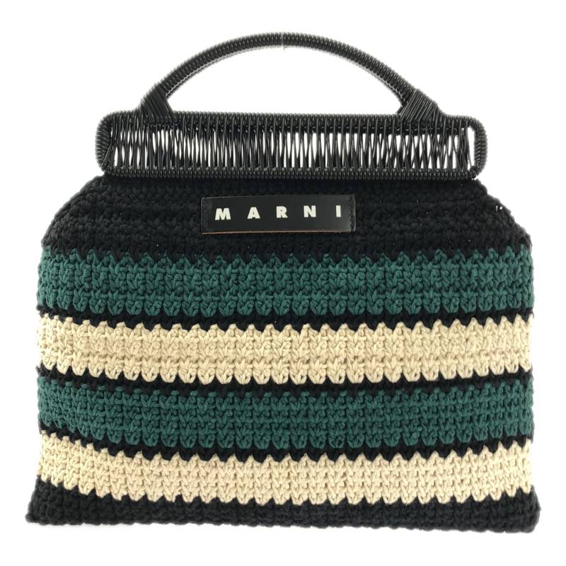 【美品】 MARNI / マルニ | MARKET CROCHET BAG / クロシェ ニット ハンドバッグ | グリーン/ブラック/アイボリー系 | レディースのサムネイル