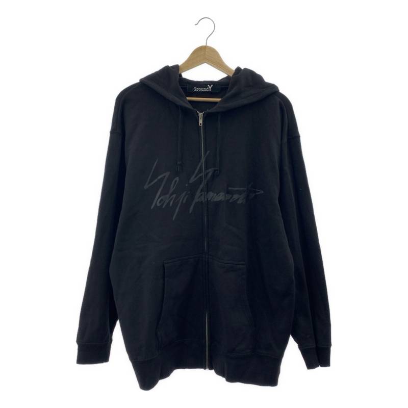 Ground Y / グラウンドワイ | オーバーシルエット ロゴ フルジップ スウェット フーディ | 4 | ブラック | メンズ