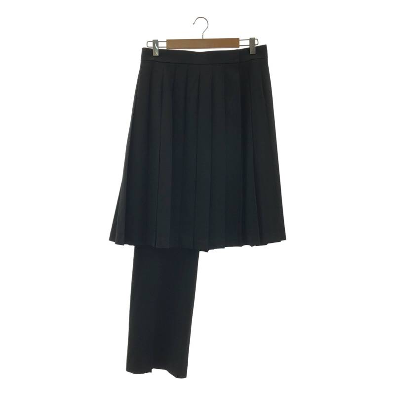 【美品】 JUNYA WATANABE / ジュンヤワタナベ | AD2025 | プリーツ加工 ウール アシンメトリー パンツ | M | ブラック | レディース