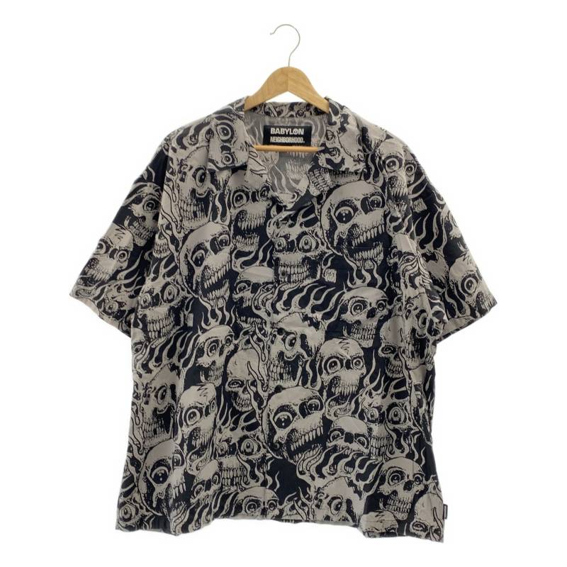NEIGHBORHOOD / ネイバーフッド | × BABYLONE / バビロン HAWAIIAN SHIRT / 総柄 オープンカラーシャツ | L | ブラック/グレー | メンズ