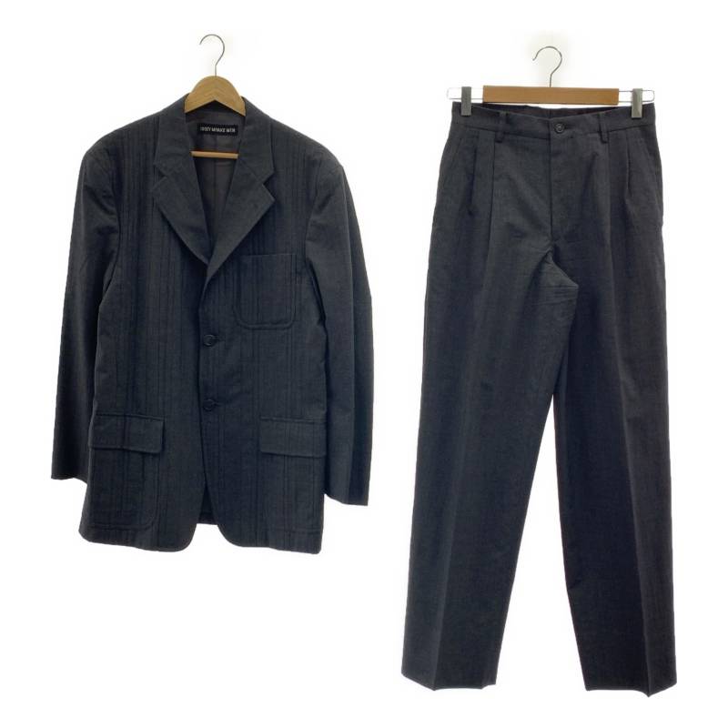 【美品】 ISSEY MIYAKE MEN / イッセイミヤケメン | 2011SS | セットアップ / ウール ピンタック 3B テーラードジャケット / 2タック スラックス | 1 | グレー | メンズ