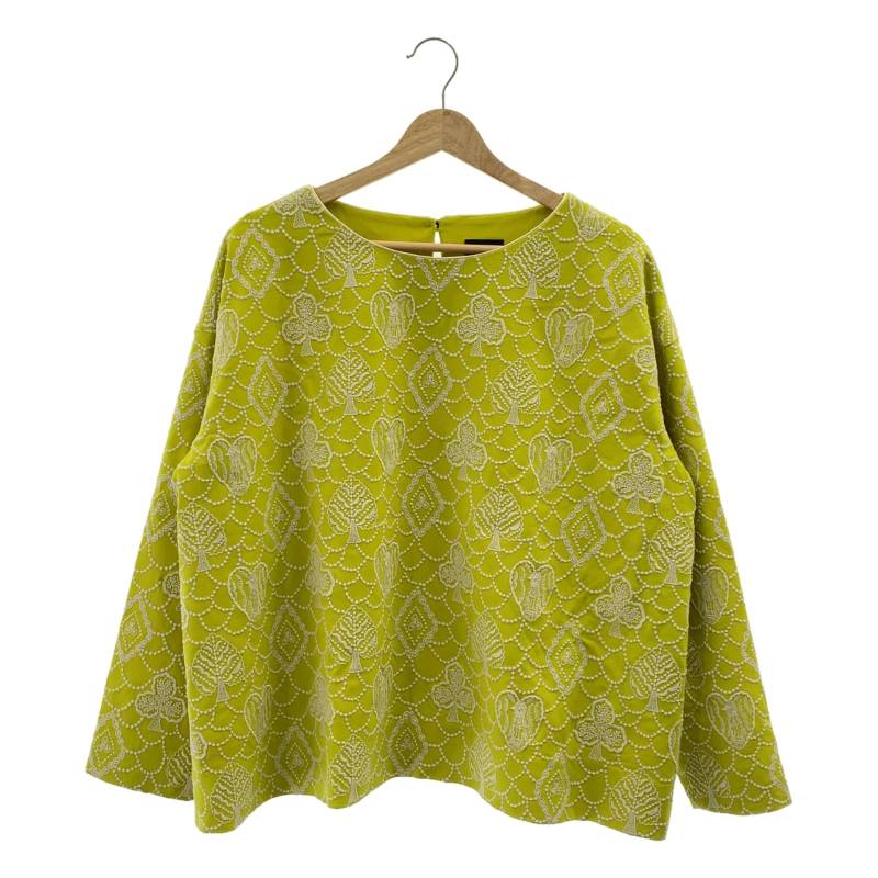 mina perhonen　ミナペルホネン　forest card 総柄 刺しゅう プルオーバーブラウス　レディース　トップス　シャツ　長袖　イエロー　古着　