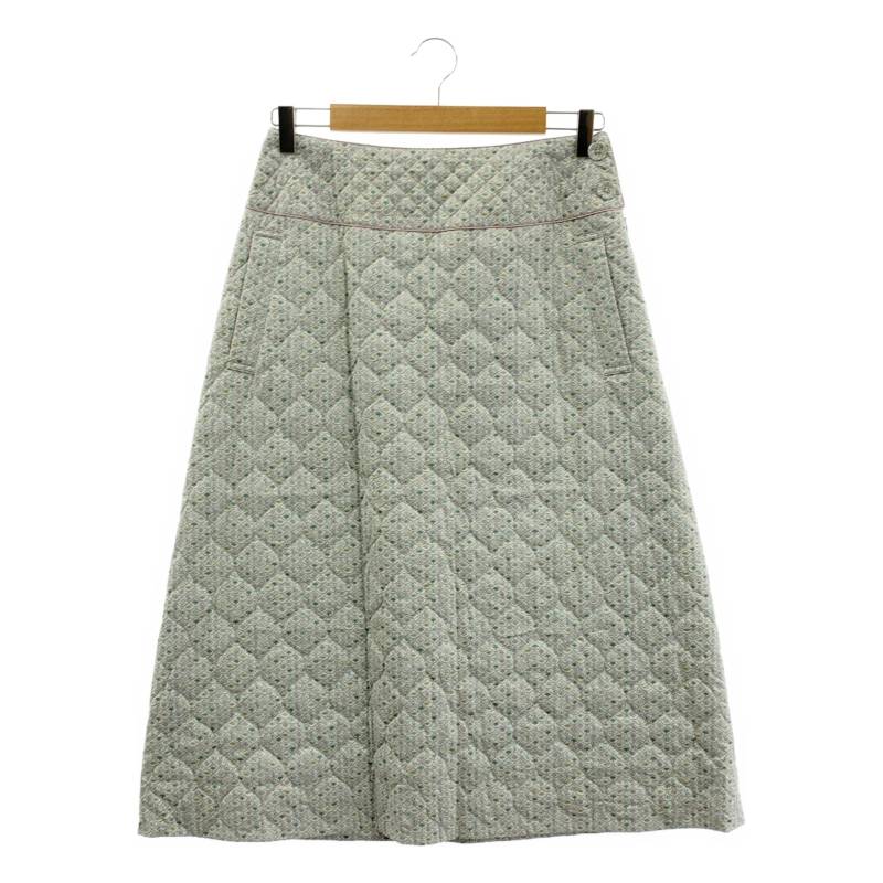 mina perhonen　ミナペルホネン　forest wave フォレストウェーブ キルティングスカート　レディース　スカート　ロングスカート　light gray　古着　