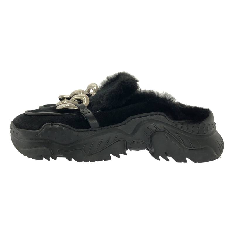 N°21 / ヌメロヴェントゥーノ | ファー トリム チェーン ミュール シューズ | 36 | ブラック | レディース