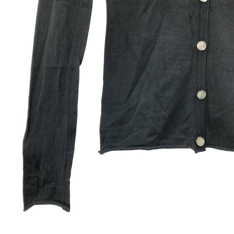 lucien pellat-finet / ルシアンペラフィネ | コットン カシミヤ ワンポイント刺しゅう Vネック ニットカーディガン | S | ブラック | レディース