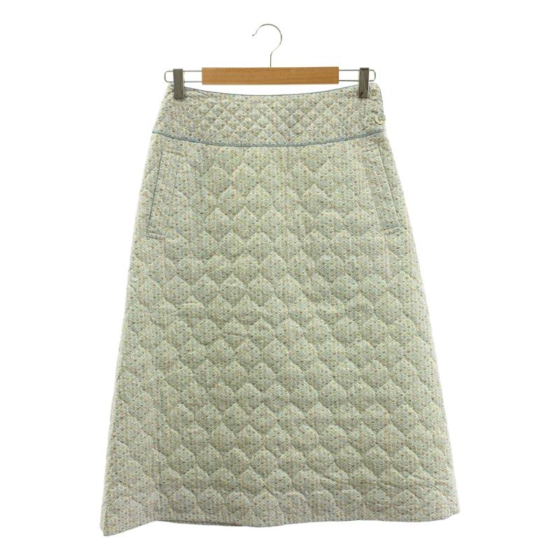 mina perhonen　ミナペルホネン　forest wave フォレストウェーブ キルティングスカート　レディース　スカート　ロングスカート　light beige　古着　