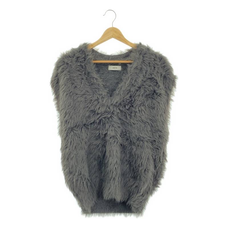AKTE / アクテ | Vネック シャギー ニットベスト | F | グレー | レディース