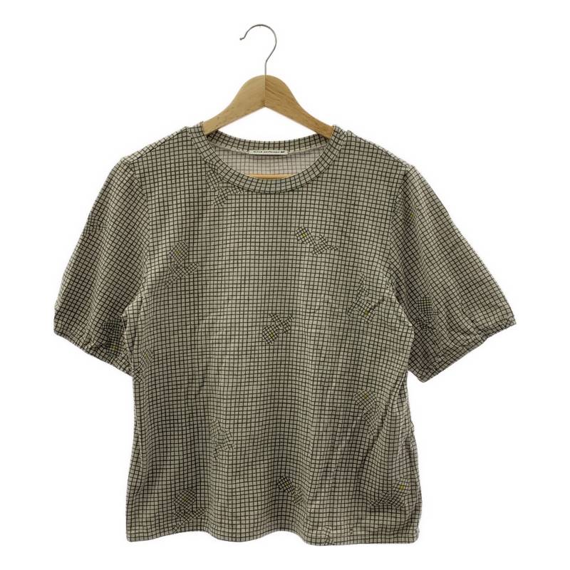 mina perhonen　ミナペルホネン　faint shadow / フェイントシャドウ 総柄 Tシャツ カットソー　レディース　トップス　Tシャツ　半袖　グレー/グリーン系　古着　