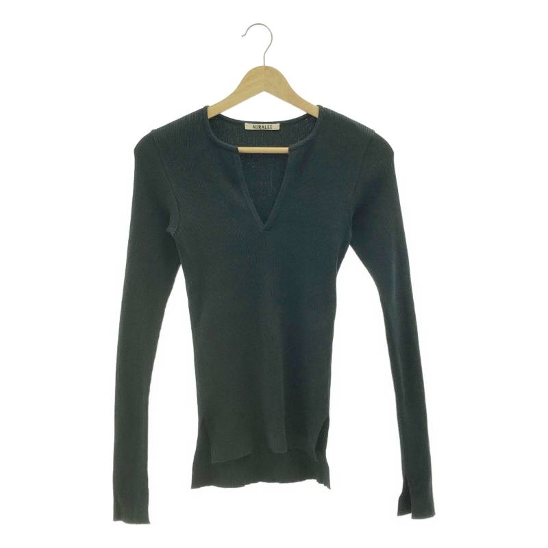 AURALEE / オーラリー | HIGH GAUGE RIB KNIT SKIPPER PULLOVER リブ ニット | S | ブラック | レディース
