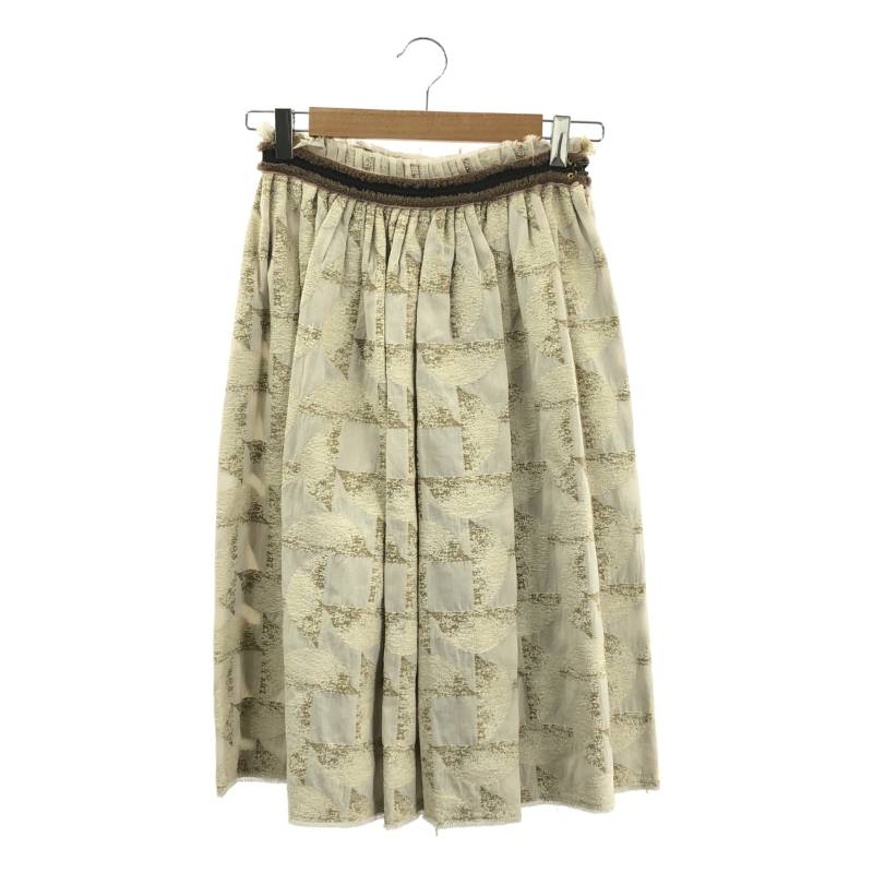 mina perhonen　ミナペルホネン　sun bird レーヨン コットン ジャガード スカート　レディース　スカート　ひざ丈スカート　アイボリー　古着　