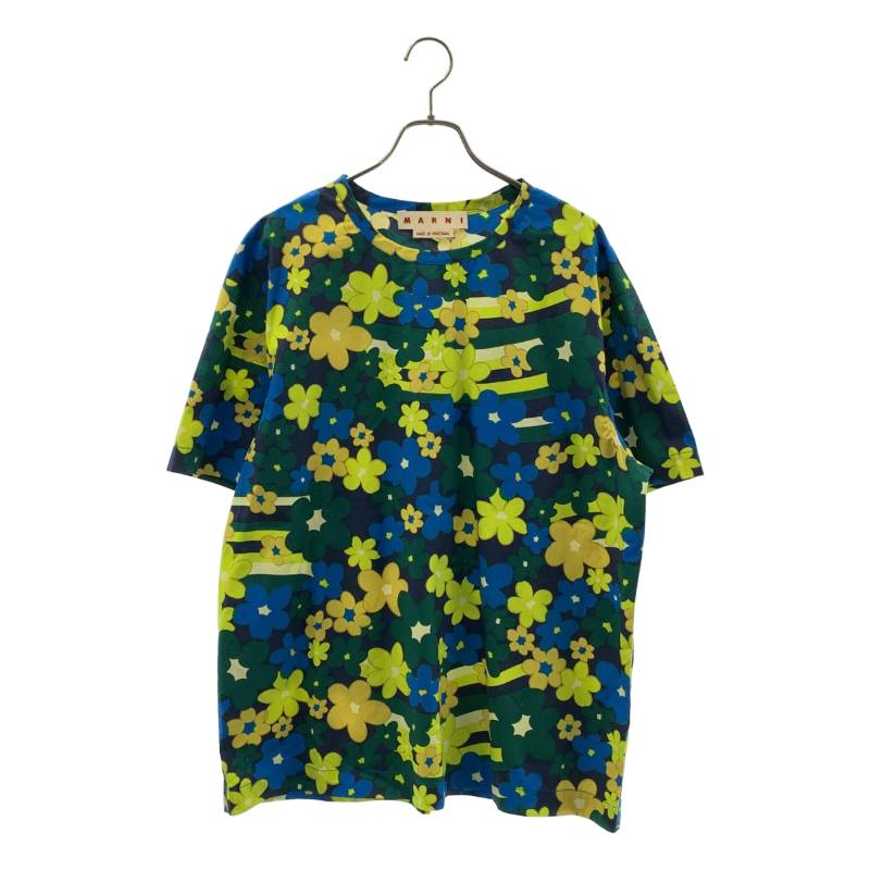 【美品】 MARNI / マルニ | 2021SS | Ladies Multicolor Flower Print / 総柄 オーバーシルエット カットソー ブラウス | 40 | イエロー/ブルー/グリーン系 | レディース
