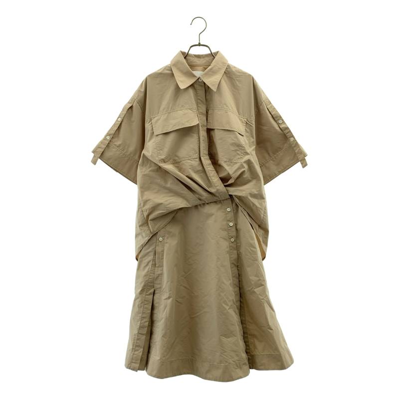 3.1 Phillip Lim / スリーワンフィリップリム | コットン アシンメトリー レイヤード シャツ ワンピース | 4 | ベージュ | レディース