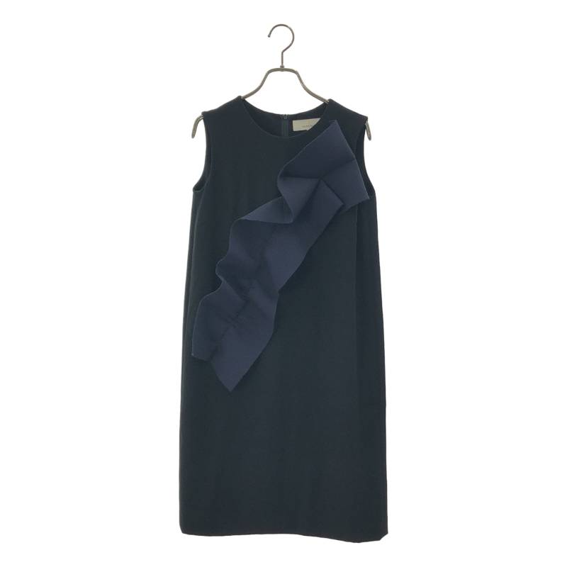 AKIRANAKA / アキラナカ | フリル ドッキング ノースリーブ ワンピース | 36 | ブラック/ネイビー | レディース