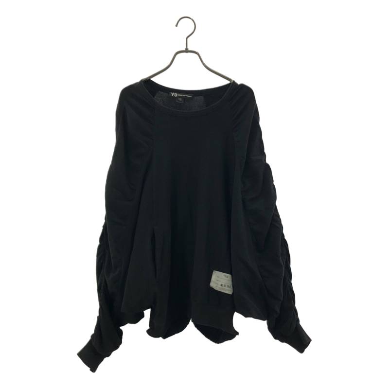 Y-3 / ワイスリー | WOMEN SPANDEX CREW SWEATER ギャザー ドルマンスリーブ オーバーサイズ スウェット | XXS | ブラック | レディース