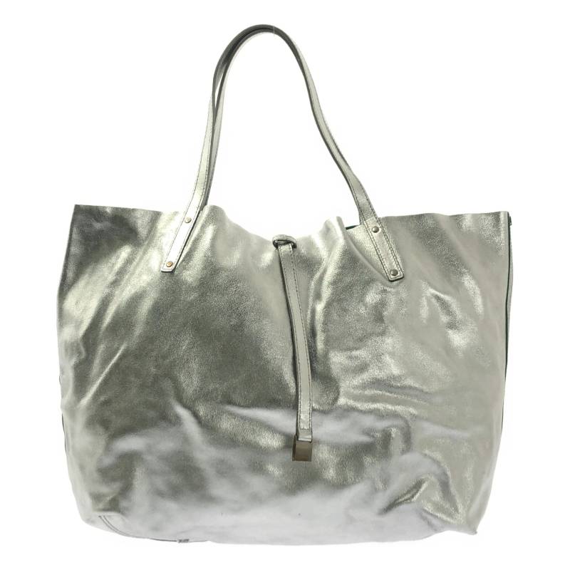 Tiffany & Co / ティファニー | レザー リバーシブル トートバッグ | シルバー/ティファニーブルー | レディース