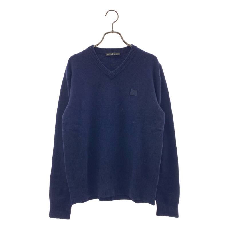 Rakuten - Acne Studios / アクネストゥディオズ | ウール Vネック アイコンパッチ ニット | S | ネイビー | メンズ