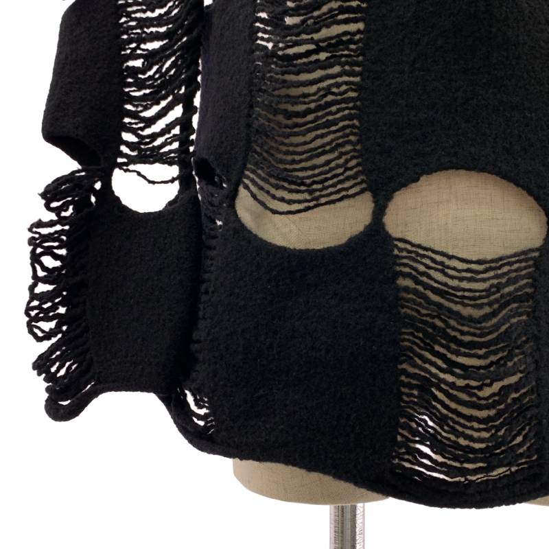 【美品】 COMME des GARCONS / コムデギャルソン | 2024AW | ウール 変形 カットアウト ニット セーター | S | ブラック | レディース