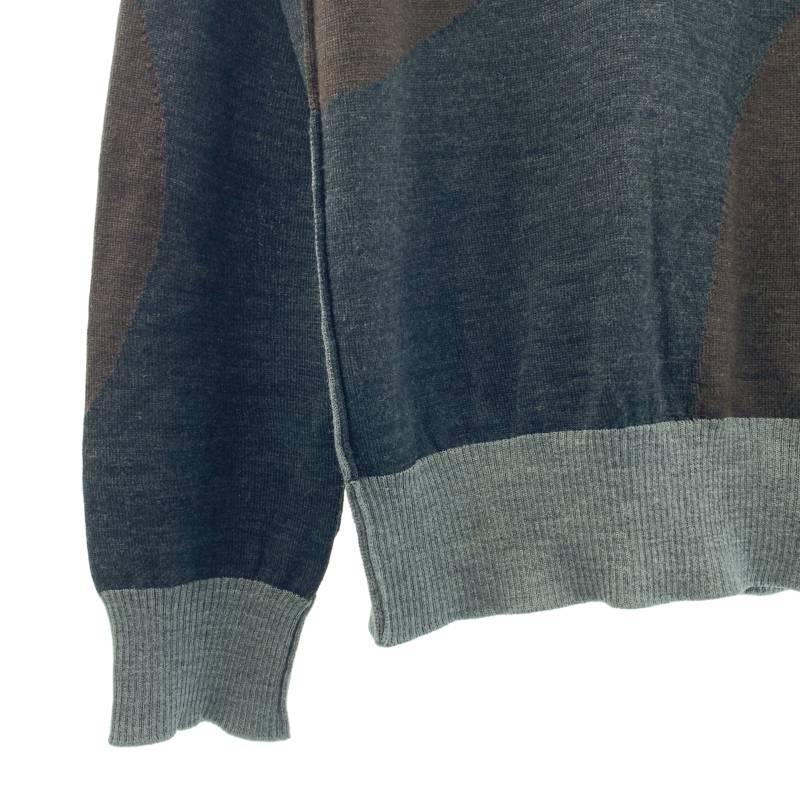 COMME des GARCONS HOMME / コムデギャルソンオム | 2007AW | ウール インサイドアウト 切替 Vネックニット | S | ブラック/ブラウン/グレー | メンズ