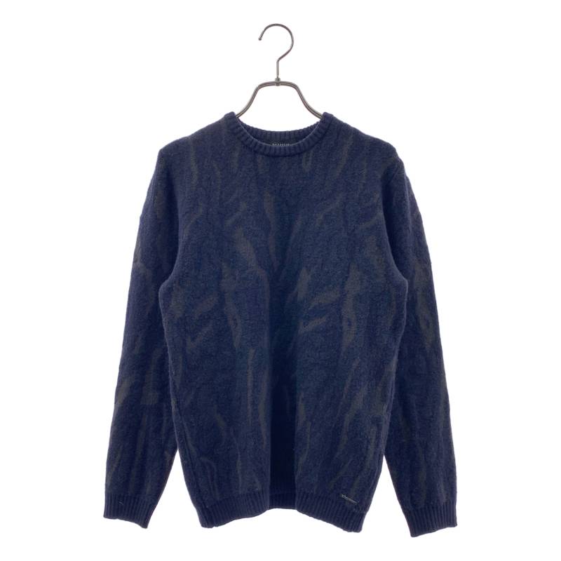 Gazzarrini / ガッザリーニ | ウール 総柄 ニット セーター | S | ダークネイビー | メンズ