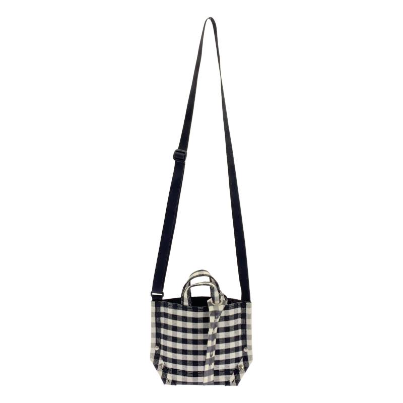 【美品】 ebagos / エバゴス | PEARL summer memories / 6号キャンバスPVC Y字トートSS / 2way ショルダーバッグ | ブラック/ホワイト | レディース