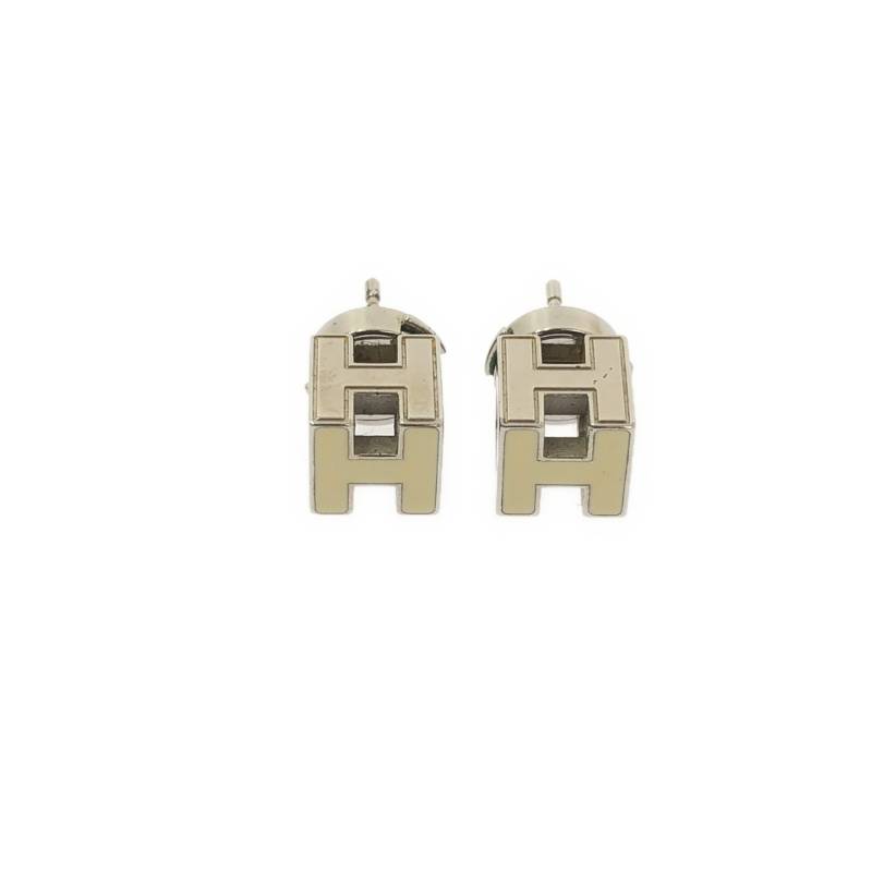 HERMES シルバーメタルピアス(片耳用) Hキューブ ホワイト✖️シルバー 楽天市場】エルメス HERMES カージュ ド アッシュ Hキューブ ピアス