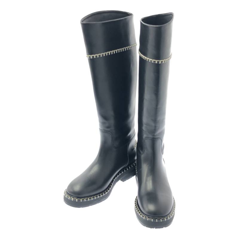 【美品】 Chloe / クロエ | Noua Stitched Leather Knee High Boots / ノア ステッチ レザー ロングブーツ | 37 | ブラック | レディース