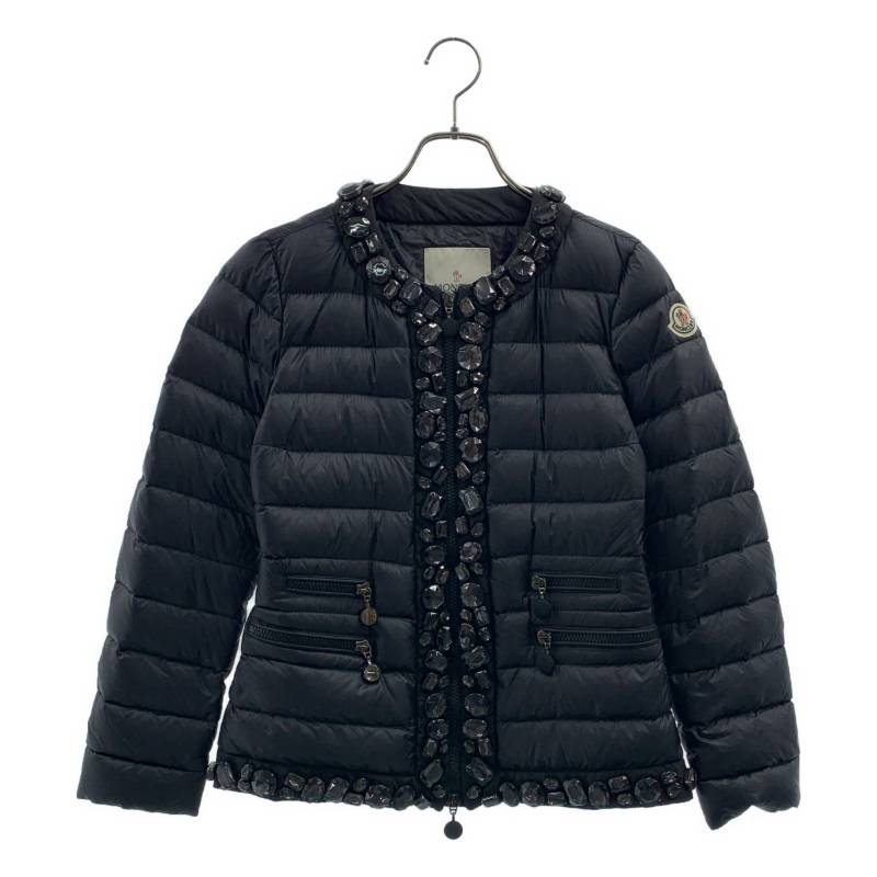 Rakuten - MONCLER / モンクレール | VELUE ビジュー装飾 ノーカラー ダウンジャケット | 00 | ブラック | レディース