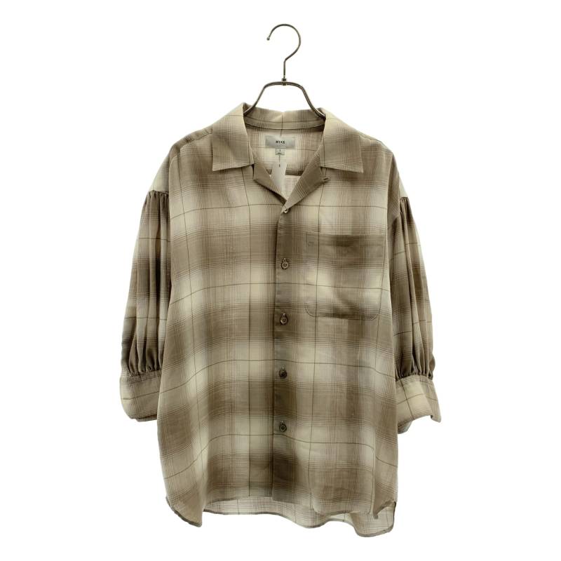美品✨ハイク　パワーショルダー　長袖シャツブラウス　サイドスリット　ホワイト 美品✨ハイク パワーショルダー 長袖シャツブラウス サイドスリット