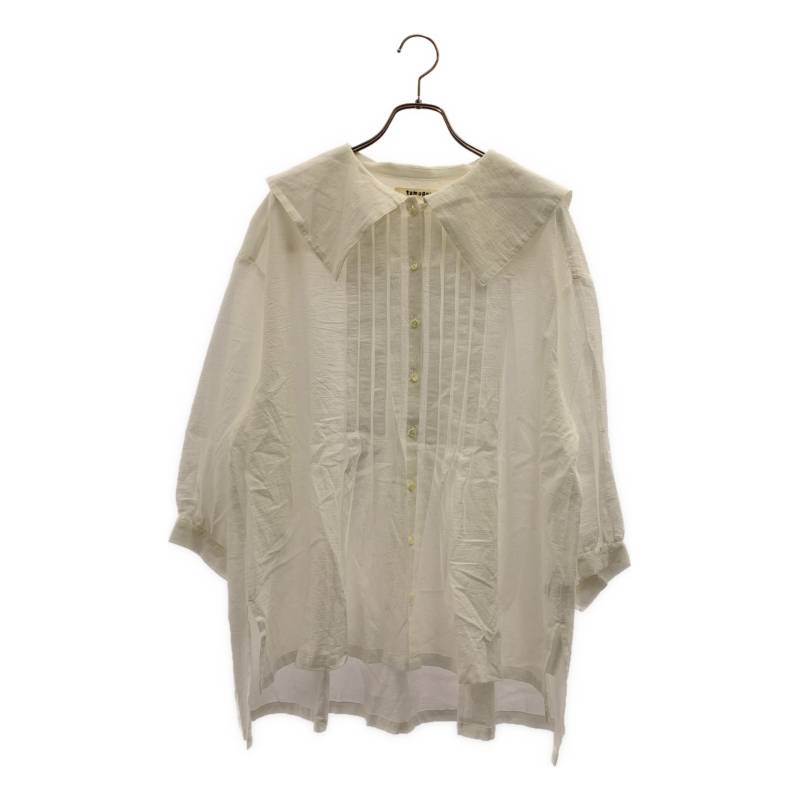 tumugu ワイド ネップ TB14301 チェック ブラウス シャツ グレー ネイビー ベージュ レディース ツムグ【中古】6-0409M∞ tumugu ワイド ネップ TB14301 チェック ブラウス シャツ グレー