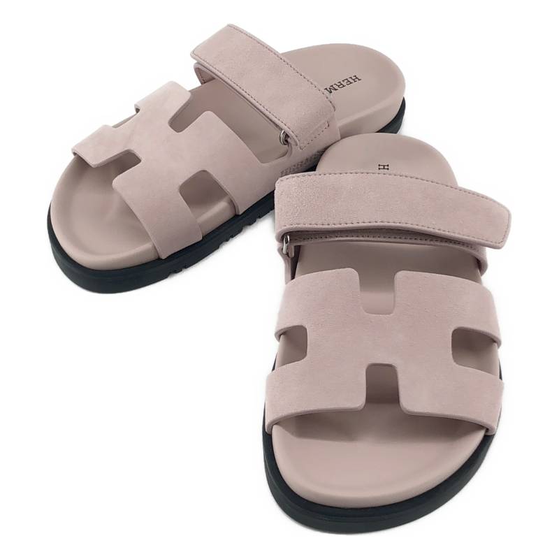 【新品】 HERMES / エルメス | Chypre シプレ スエードレザー フラット サンダル | 34 | ピンク系 | レディース