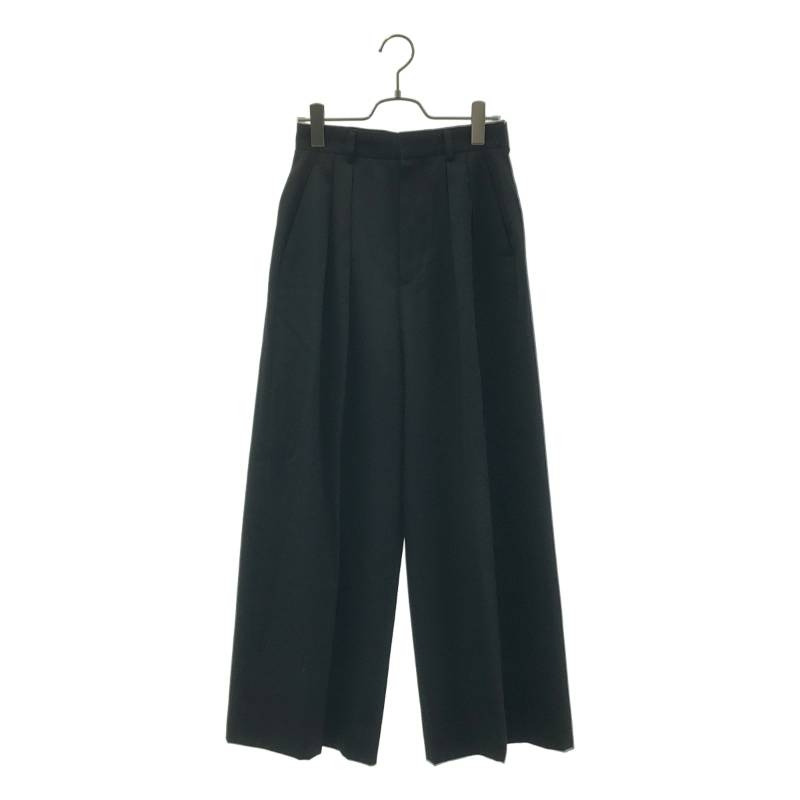 Cropped Pants - 【美品】 LOEFF / ロエフ | ウール ギャバ バギー トラウザー パンツ | 00 | ブラック | レディース