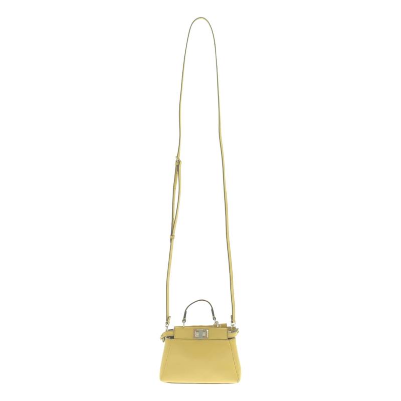 フェンディ FENDI 斜め掛けショルダーバッグ ハンドバッグ マイクロピーカブー レザー ブルー ゴールド レディース 8M0355-K47 送料無料【中古】 e61194a FENDI フェンディ マイクロピーカブー ショルダーバッグ レザー