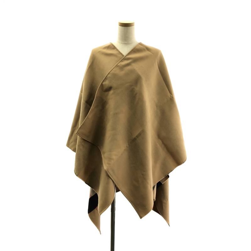 【美品】 Burberry / バーバリー | ティッシ期 ノバチェック ウール ポンチョ | ベージュ/ブラック/ホワイト