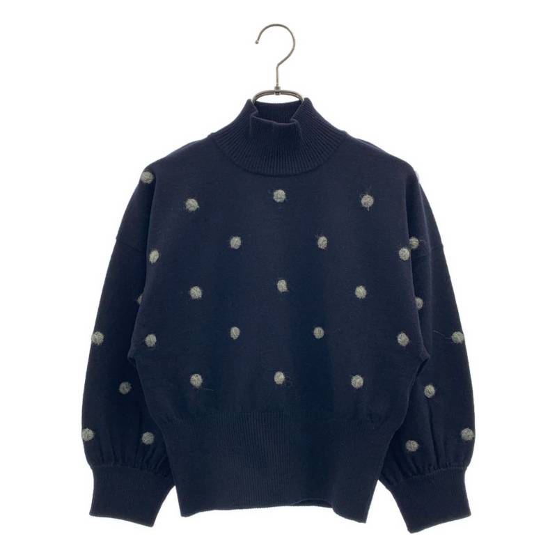 Sportmax / スポーツマックス ドット 刺しゅう ハイネック ニット S ネイビー レディース