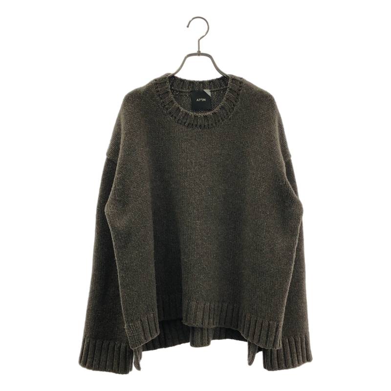  ATON / エイトン | SILTE MOULINE OVERSIZED CREWNECK SWEATER / ウール オーバーサイズ クルーネックニット | 02 | ダークブラウン | レディース