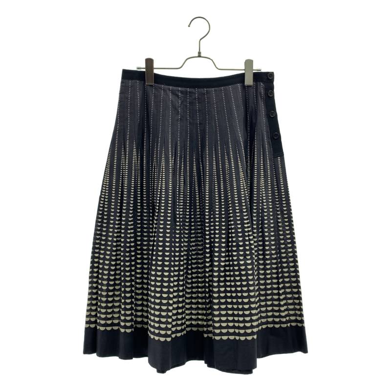 MARGARET HOWELL / マーガレットハウエル | HARFMOON SILK COTTON フレアスカート | 3 | ブラック系/ホワイト | レディース