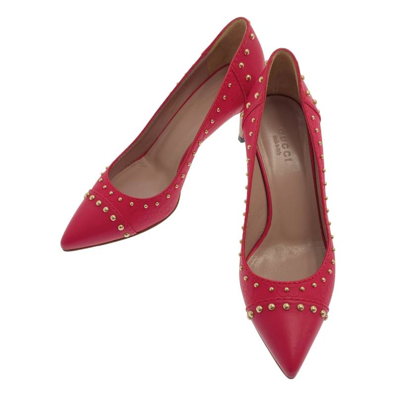 gucci///////////////\\\\\\\\\\\\\\\\\\\\\\\\\\\\\\\\\\\\\\\\\\\\\\\\\\\\\\\\\\\\\\\' - 【美品】 GUCCI / グッチ | レザー GGロゴ スタッズ ポインテッドトゥ ヒール パンプス | 35 | ピンク | レディース