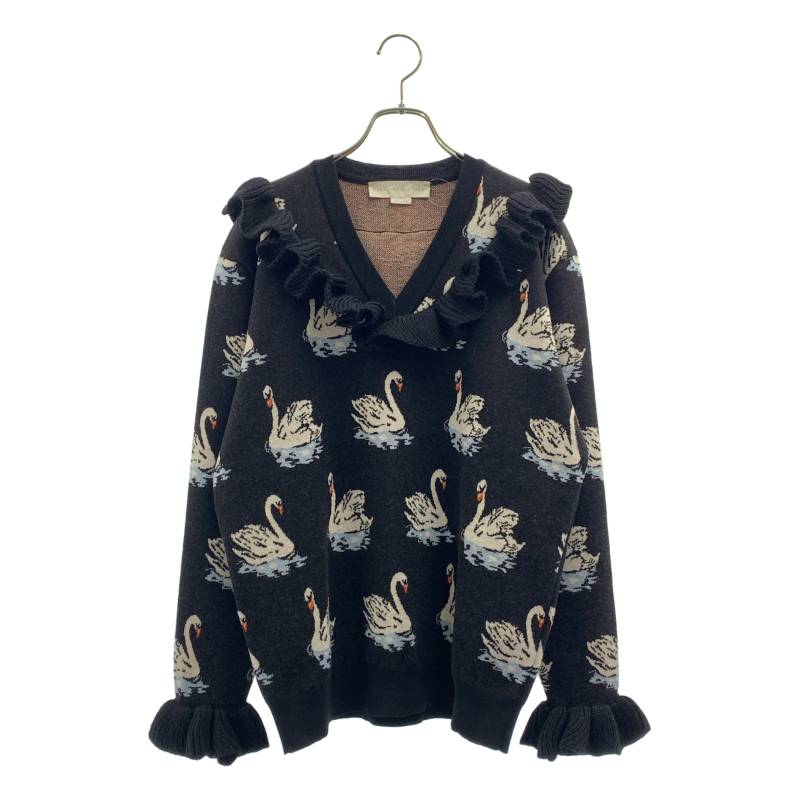 Rakuten - STELLA McCARTNEY / ステラマッカートニー | スワン フリル Vネック ニット | 40 | ブラック | レディース