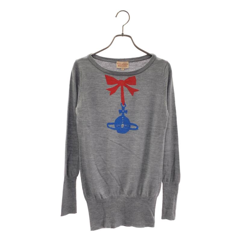 VIVIENNE WESTWOOD RED LABEL / ヴィヴィアンウエストウッドレッドレーベル | ウール混 オーブ クルーネック ニット | 2 | グレー | レディース