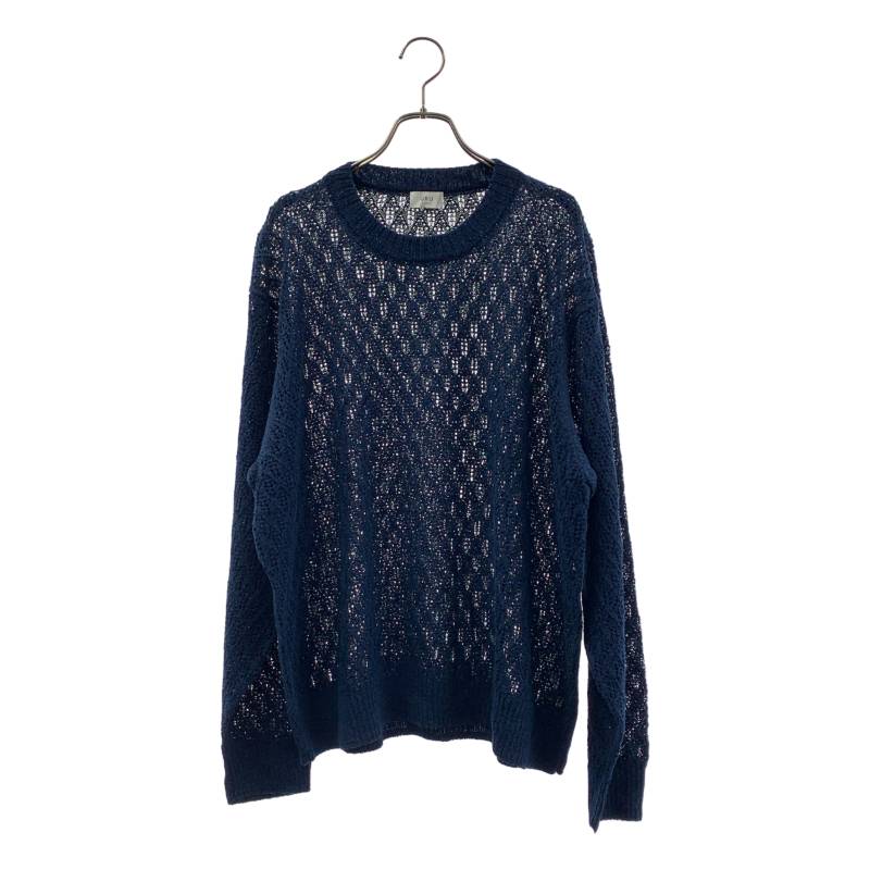 URU / ウル | Crew neck knit / レーヨン コットン リネン ニット | 1 | ネイビー | メンズ